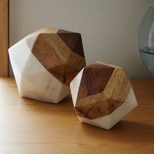 West Elm Marble + Wood Objects Octahedron (Set of 2)